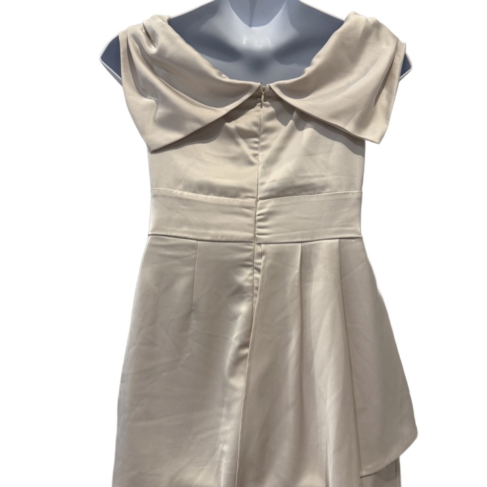 Lulu’s Always Celebrating Ivory Off-Shoulder Satin Dress, Size Large - Picture 5 of 8